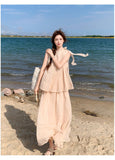 Vivienne 2-Piece Beige Pleated Cheongsam Set