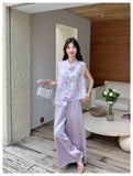 Honoria 2-Piece Purple Casual Cheongsam Set