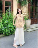 Luster 2-Piece Black Jacquard Vest Set Cheongsam