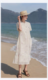 Ava Elevated Embroidered Frog Buttons Elegant Cheongsam Qipao Dress