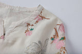 Villa Peach Shadow Embroidered Cheongsam Dress