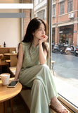 Begonia 2-Piece Embroidered Lace Vest Set Cheongsam