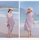 Zorina Pristine Floral V Neck Cheongsam Qipao Dress