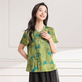 Glimmer Green Blue Pattern Cheongsam Top