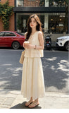 Camellia 2-Piece Beige Tie-Detail Cheongsam Set