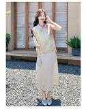 Iolanda 2-Piece Printed Vest Cheongsam Set