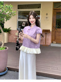 Natalia 2-Piece Ruffle Jacquard Cheongsam Set