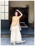 Modiste 2-Piece Embroidered Top and Pants Cheongsam