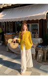 Serenity Yellow Butterfly Print Cheongsam Top