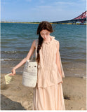Vivienne 2-Piece Beige Pleated Cheongsam Set