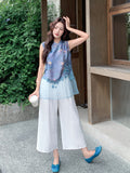 Clover 2-Piece Jacquard Vest and Pants Set Cheongsam
