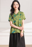 Glimmer Green Blue Pattern Cheongsam Top