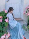 Pansy Light Blue Embroidered Cheongsam Dress