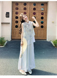 Maison 2-Piece Embroidered Vest and Pants Cheongsam