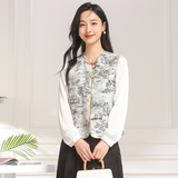 Calliope Gray Black Jacquard Cheongsam Top