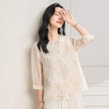 Isabella 2-Piece Rice Blue Floral Cheongsam Top