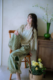 Peony 2-Piece Algae Green Lace Cheongsam Top