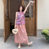Poinsettia 2-Piece Floral Satin Cheongsam Set