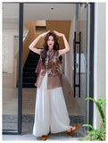 Carnelian 2-Piece Print Satin Cheongsam Set