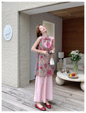 Ruby 2-Piece Floral Print Vest Set Cheongsam