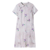 Heloise Immaculate Mandarin Collar Floral Ramie Cheongsam Qipao Dress