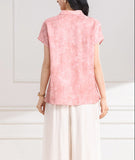 Melisande Peach Pink Jacquard Cheongsam Top