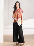 Atelier Red Yellow Jacquard Cheongsam Top