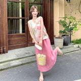 Genevieve 2-Piece Pink Print Cheongsam Set