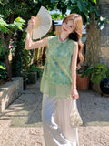 Eva 2-Piece Jacquard Top and Pants Set Cheongsam