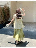 Elegance 2-Piece Green Jacquard Cheongsam Set