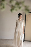 Wisteria Floral Ramie Cheongsam Dress