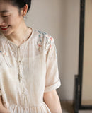 Wisteria Floral Ramie Cheongsam Dress