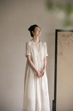 Wisteria Floral Ramie Cheongsam Dress