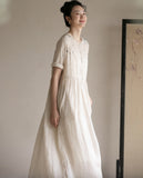 Wisteria Floral Ramie Cheongsam Dress