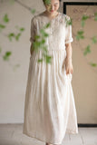 Wisteria Floral Ramie Cheongsam Dress