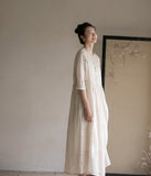 Wisteria Floral Ramie Cheongsam Dress