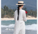 Cashmere Gregarious V Neck Embroidered Cheongsam Qipao Dress