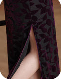 Patrician Timeless Floral Design Elegant Velvet Cheongsam Qipao Dress