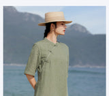 Gwendolyn Pristine Nostalgic Lace Dress Linen Silk Cheongsam Qipao