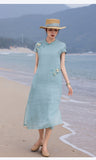 Sparkle Luxe Slit Ramie Embroidered Cheongsam Qipao Dress