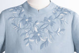 Stella Flowing Linen Embroidered Cheongsam Qipao Dress