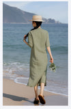 Gwendolyn Pristine Nostalgic Lace Dress Linen Silk Cheongsam Qipao