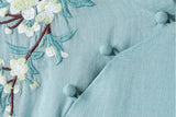 Sparkle Luxe Slit Ramie Embroidered Cheongsam Qipao Dress