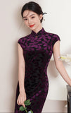 Patrician Timeless Floral Design Elegant Velvet Cheongsam Qipao Dress