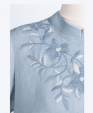 Stella Flowing Linen Embroidered Cheongsam Qipao Dress