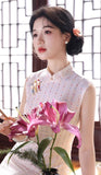 Crescendo Flowing Slim Fit Elegant White Cheongsam Qipao Dress