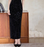 Phoenix Splendid Water Drop Neckline Elegant Velvet Cheongsam Qipao