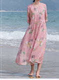 Elara Celestial Irregular Hem Floral Ramie Cheongsam Qipao Dress