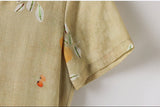 Kiara Flowing V Neck Floral Linen Cheongsam Qipao Dress