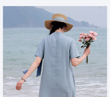 Stella Flowing Linen Embroidered Cheongsam Qipao Dress